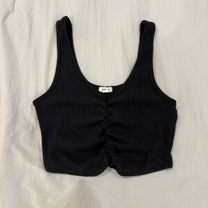 Garage Black Ribbed Crop Top